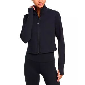 AQUA Athletic Black Cropped Full Zip Mock Neck Jacket Size XS NWT